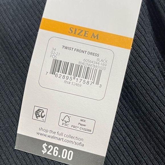 Sofia Vergara black twist front ribbed Dress women’s size M - Picture 16 of 16